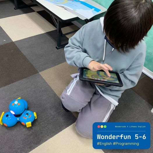 タブレットを使ってプログラミングをする男子小学生